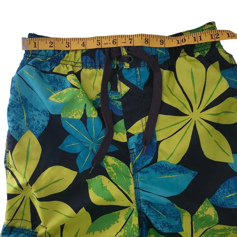 Kanu Surf Boys Long Tropical Print Swim Trunks Size 14/16 Large
